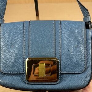 Michael Kors Gold Accent Blue Shoulder Bag